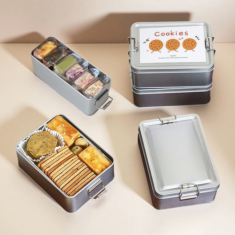 Tin Container Lid - Cajas rectangulares de hojalata para galletas,